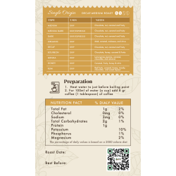 Decaffeinated Medium Roast Coffee 16 oz (454g) Whole Bean Colombian Coffee Green & Brown