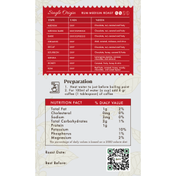 Rum Special Coffee 16 oz (454g) Whole Bean Colombian Coffee Green & Brown