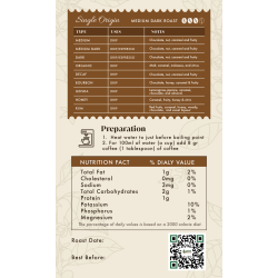 Medium Dark Roast Coffee 16 oz (454g) Whole Bean Colombian Coffee Green & Brown